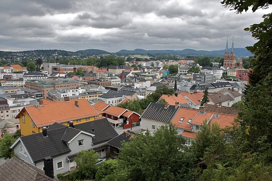 Skien sentrum sett fra Brekkeparken